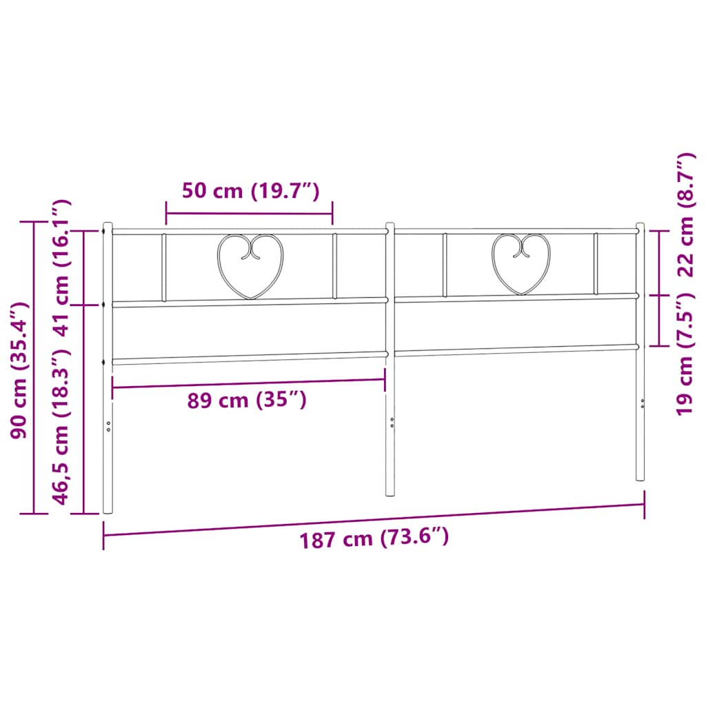 vidaXL Metal Replace Headboard Black 180 cm