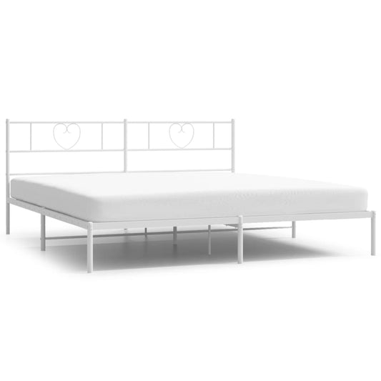 vidaXL Metal Bed Frame without Mattress with Headboard White 200x200cm