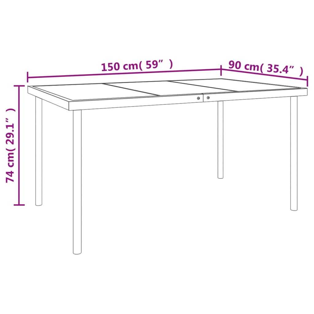vidaXL 5 Piece Garden Dining Set Black Steel and Textilene