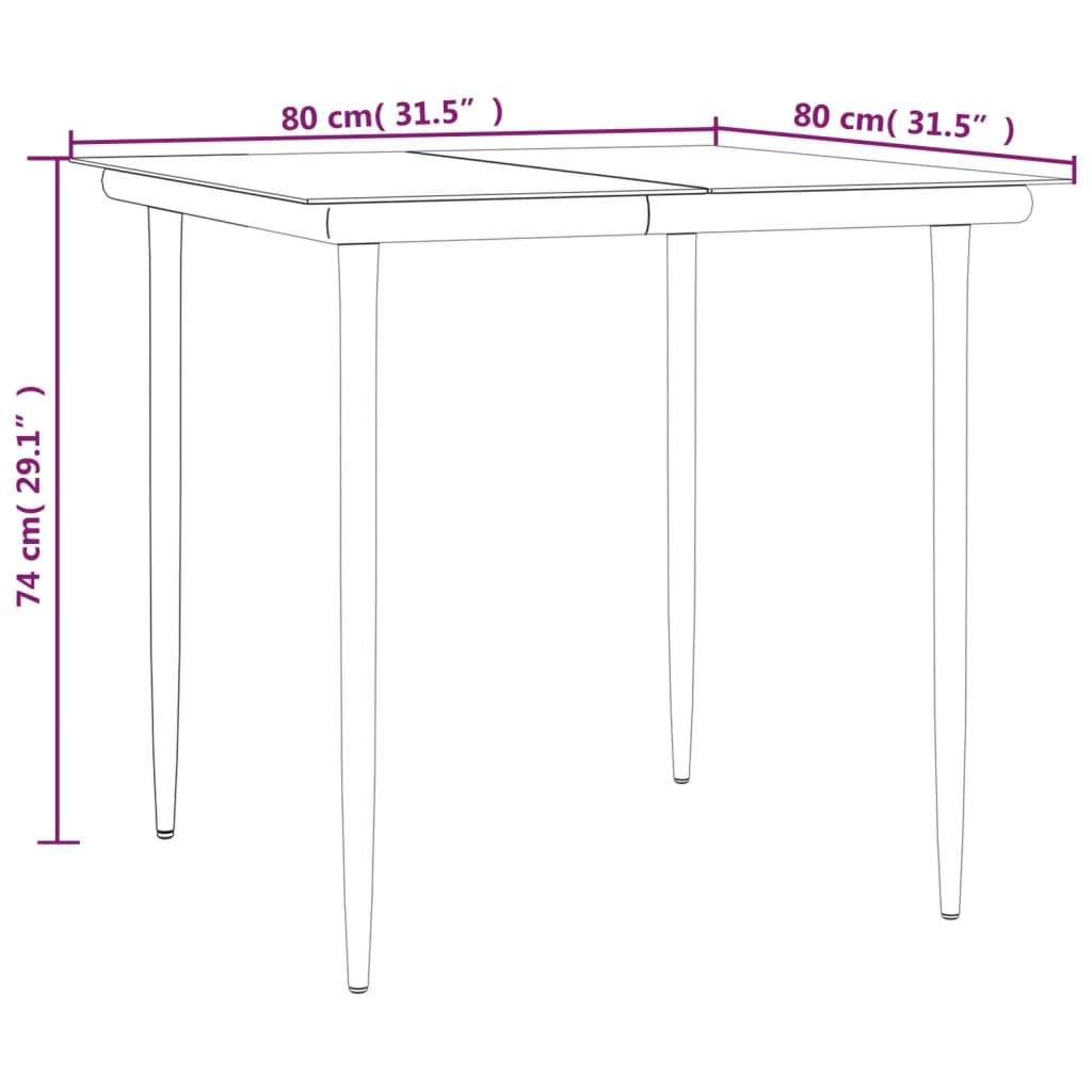 vidaXL 5 Piece Garden Dining Set Black Steel and Textilene
