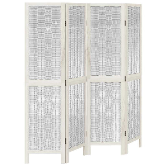 vidaXL Room Divider 4 Panels White Solid Wood Paulownia