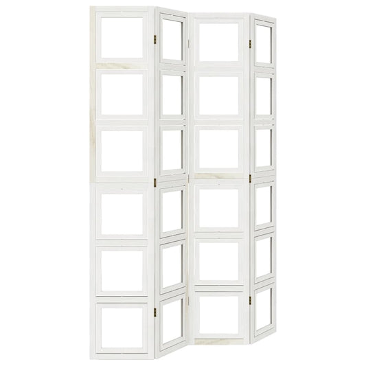 vidaXL Room Divider 4 Panels White Solid Wood Paulownia