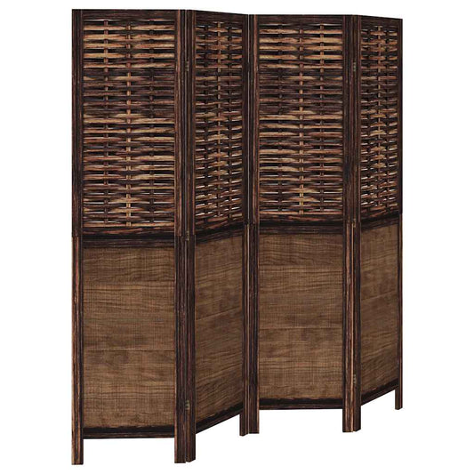 vidaXL Room Divider 4 Panels Dark Brown Solid Wood Paulownia