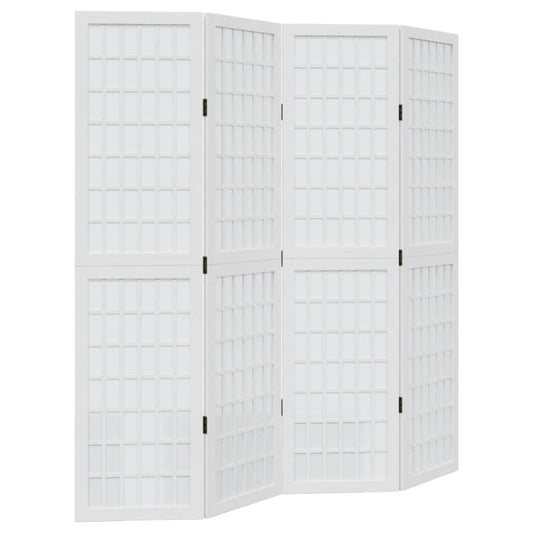vidaXL Room Divider 4 Panels White Solid Wood Paulownia