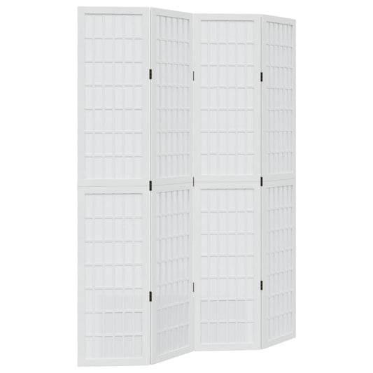 vidaXL Room Divider 4 Panels White Solid Wood Paulownia