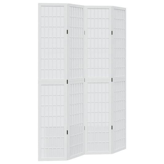 vidaXL Room Divider 4 Panels White Solid Wood Paulownia