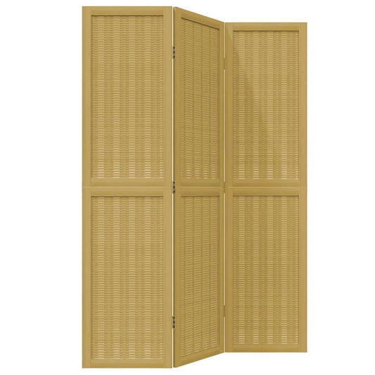 vidaXL Room Divider 3 Panels Brown Solid Wood Paulownia