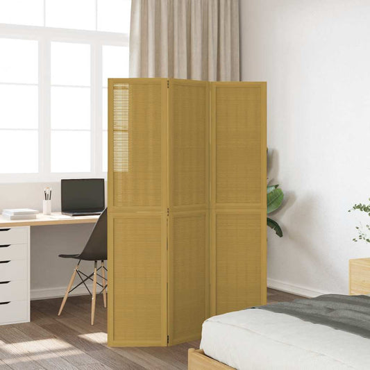 vidaXL Room Divider 3 Panels Brown Solid Wood Paulownia