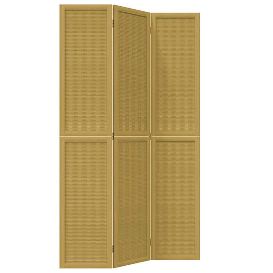 vidaXL Room Divider 3 Panels Brown Solid Wood Paulownia