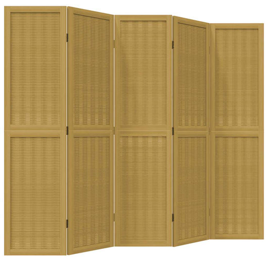 vidaXL Room Divider 5 Panels Brown Solid Wood Paulownia