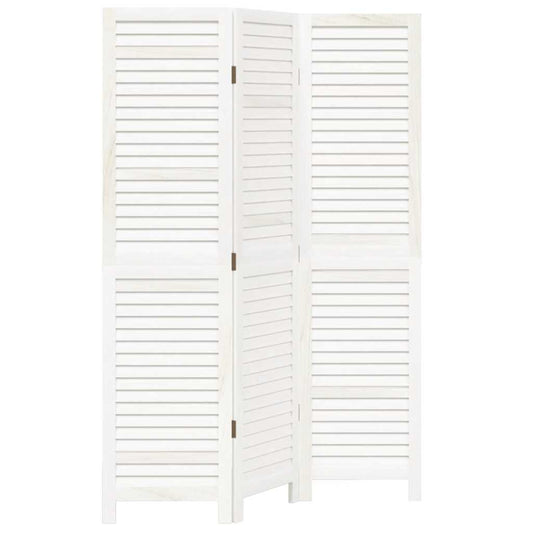 vidaXL Room Divider 3 Panels White Solid Wood Paulownia