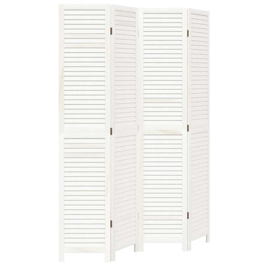 vidaXL Room Divider 4 Panels White Solid Wood Paulownia