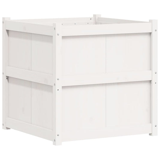 vidaXL Garden Planter White 70x70x70 cm Solid Wood Pine