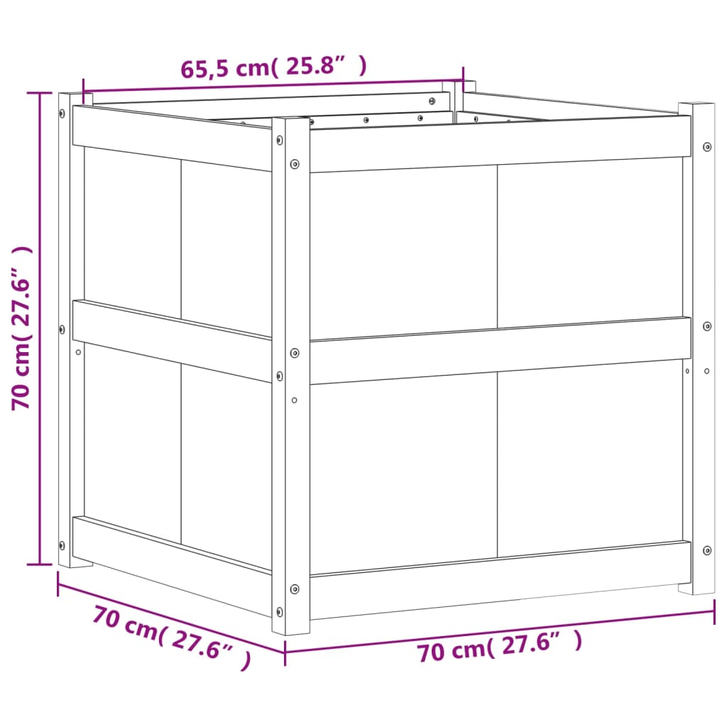 vidaXL Garden Planter Wax Brown 70x70x70 cm Solid Wood Pine