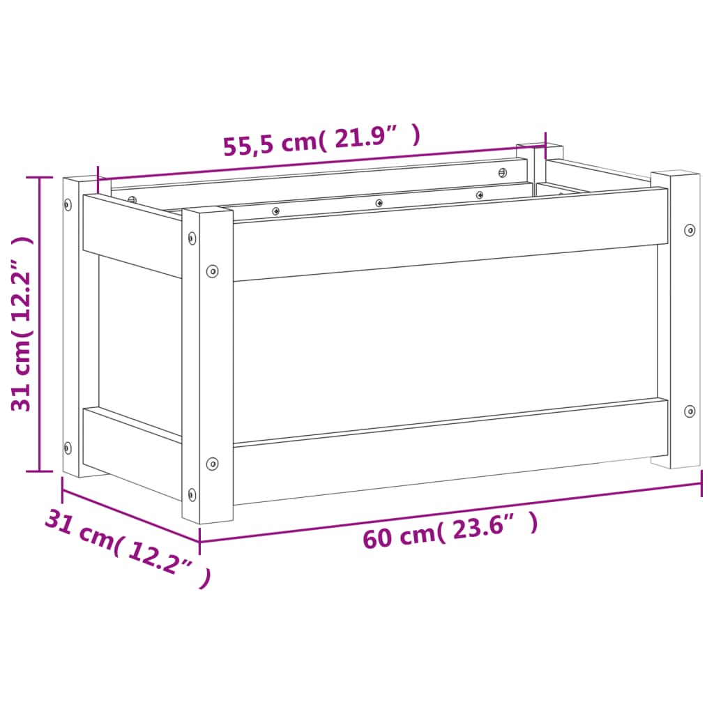vidaXL Garden Planter 60x31x31 cm Solid Wood Pine