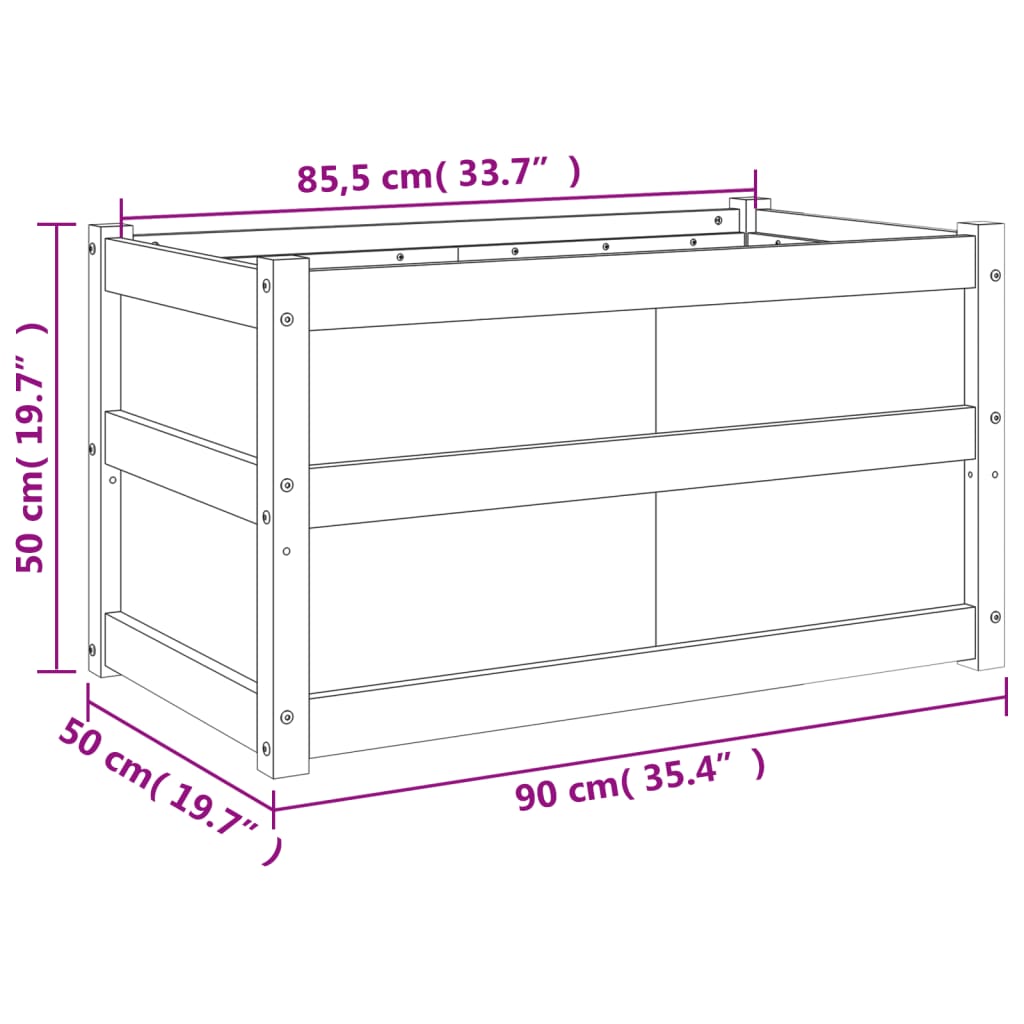 vidaXL Garden Planter 90x50x50 cm Solid Wood Pine