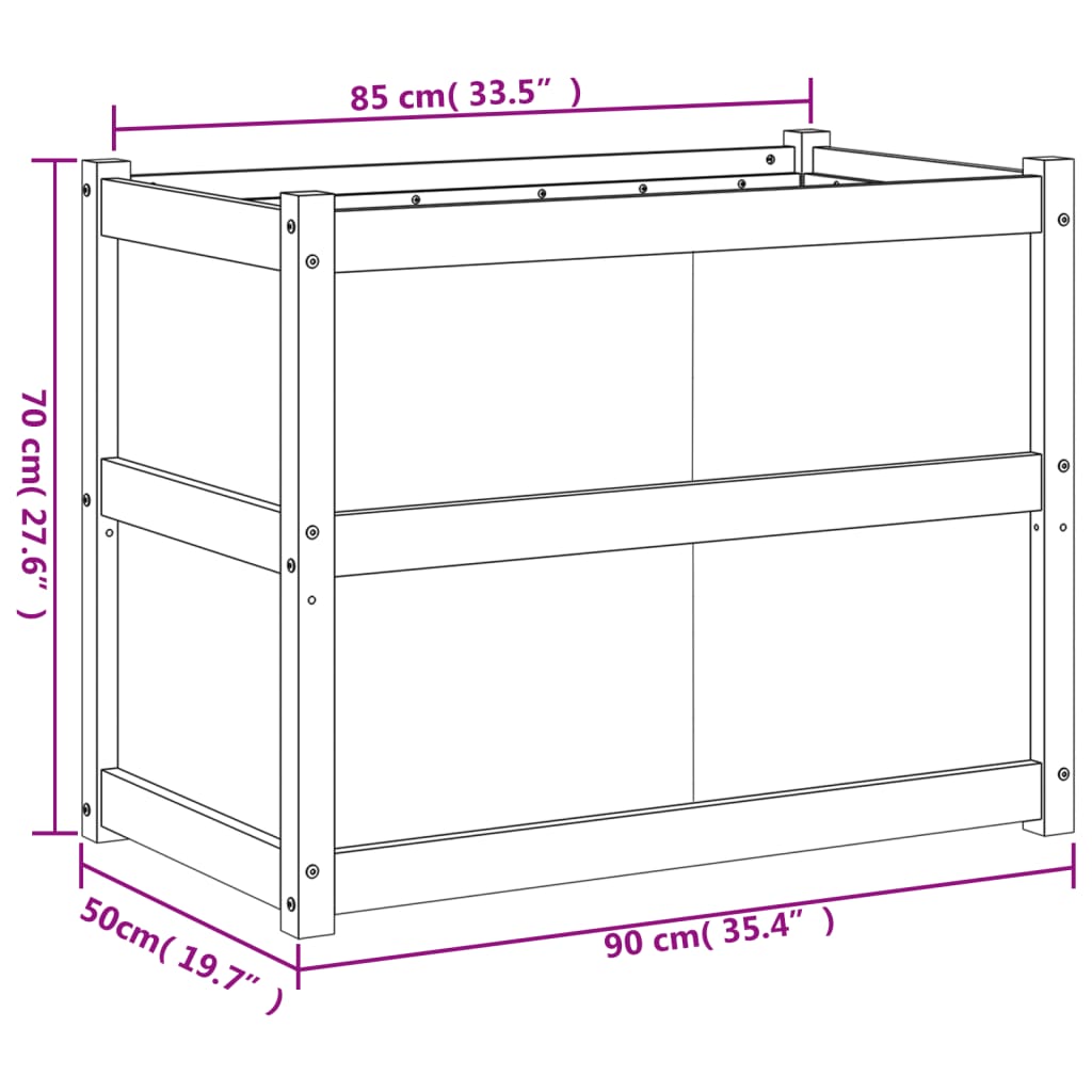 vidaXL Garden Planter 90x50x70 cm Solid Wood Pine