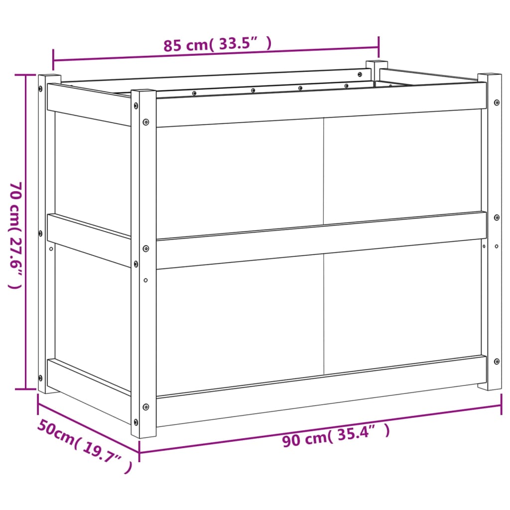 vidaXL Garden Planter White 90x50x70 cm Solid Wood Pine