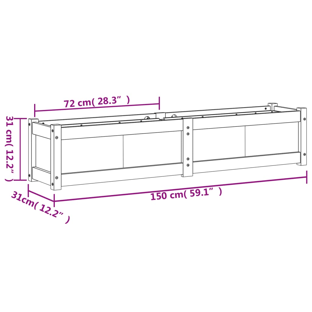 vidaXL Garden Planter 150x31x31 cm Solid Wood Pine