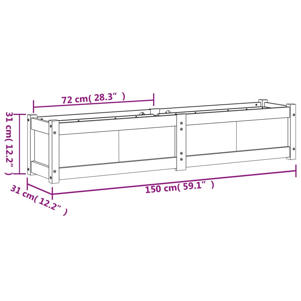 vidaXL Garden Planter Wax Brown 150x31x31 cm Solid Wood Pine