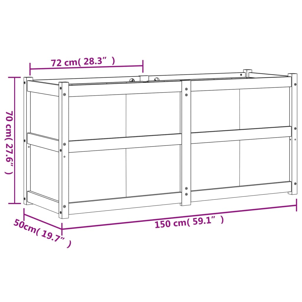 vidaXL Garden Planter 150x50x70 cm Impregnated Wood Pine