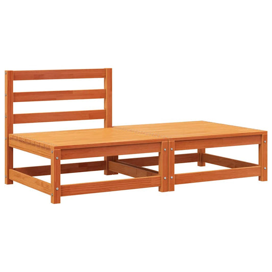 vidaXL Garden Sofa Armless with Footstool Wax Brown Solid Wood Pine