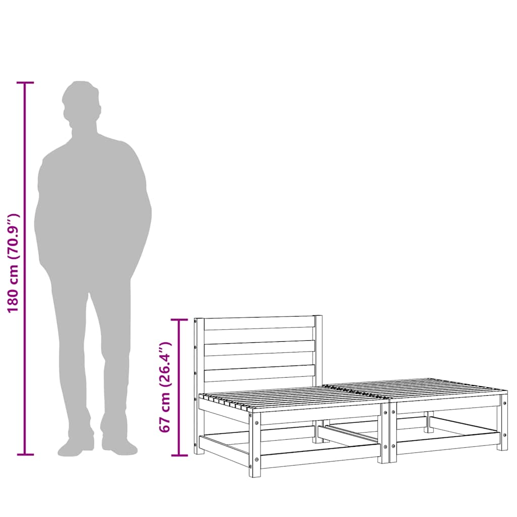 vidaXL Garden Sofa Armless with Footstool Solid Wood Douglas