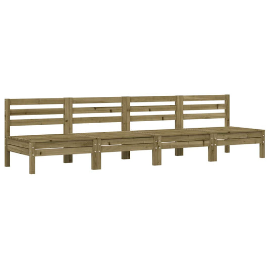 vidaXL Garden Sofa | Set of 4 | Natural Brown | Impregnated Pine Wood | Standard