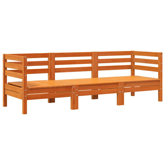 vidaXL Garden Sofa | Wax Brown | Solid Pine Wood | 3-Seater | Modular