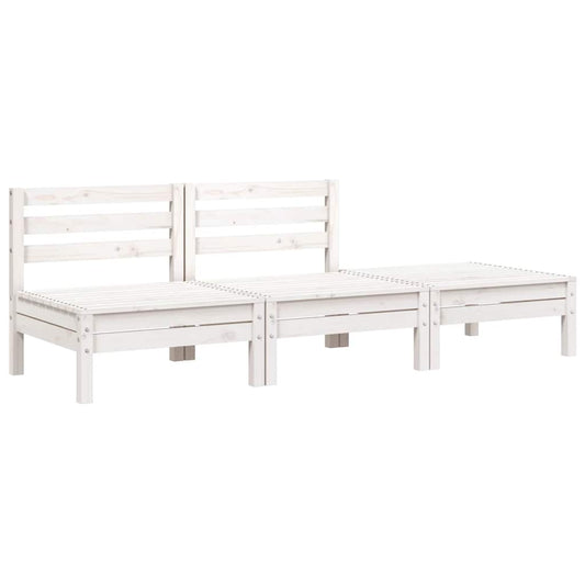 vidaXL Garden Sofa 3-Seater White Solid Wood Pine