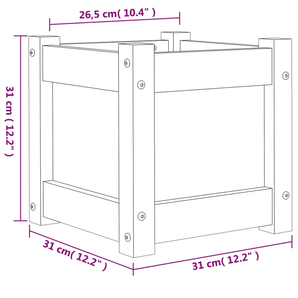 vidaXL Garden Planter 31x31x31 cm Solid Wood Pine