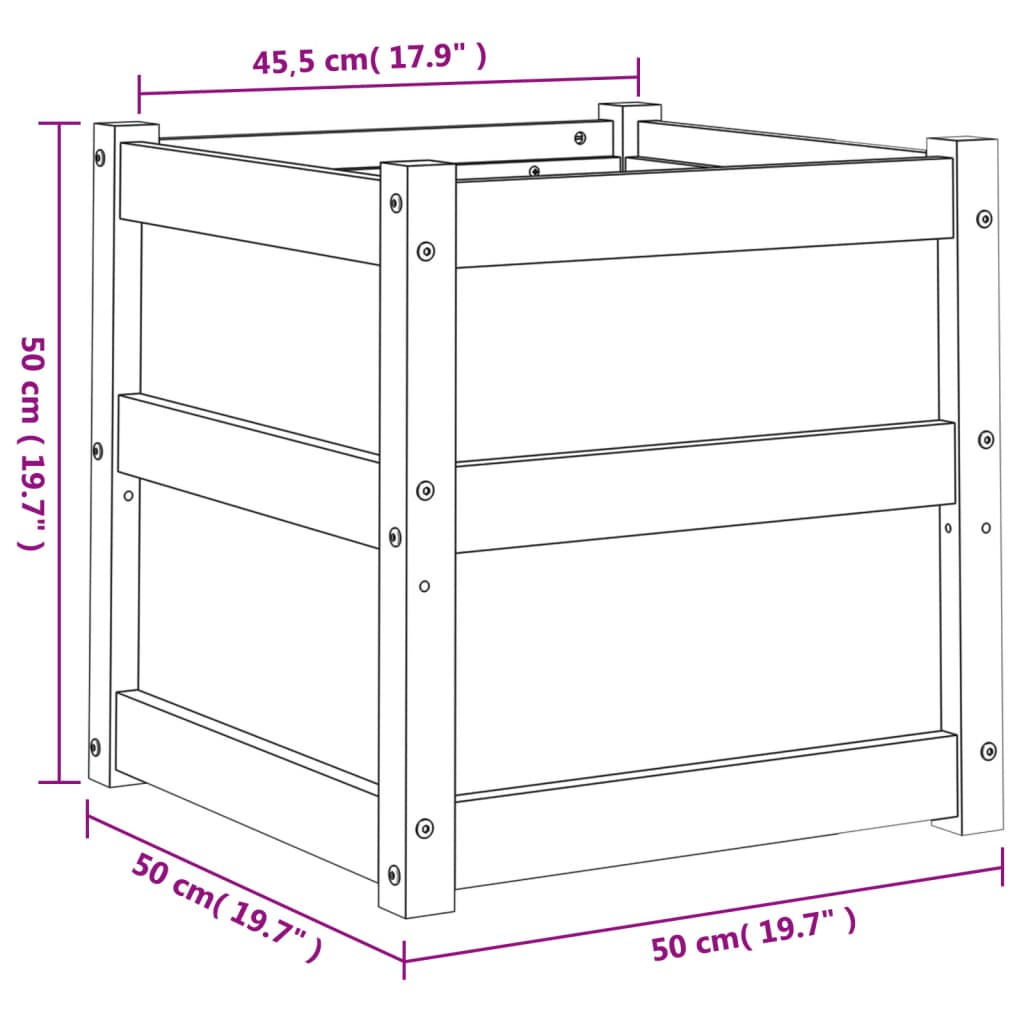 vidaXL Garden Planter 50x50x50 cm Solid Wood Pine