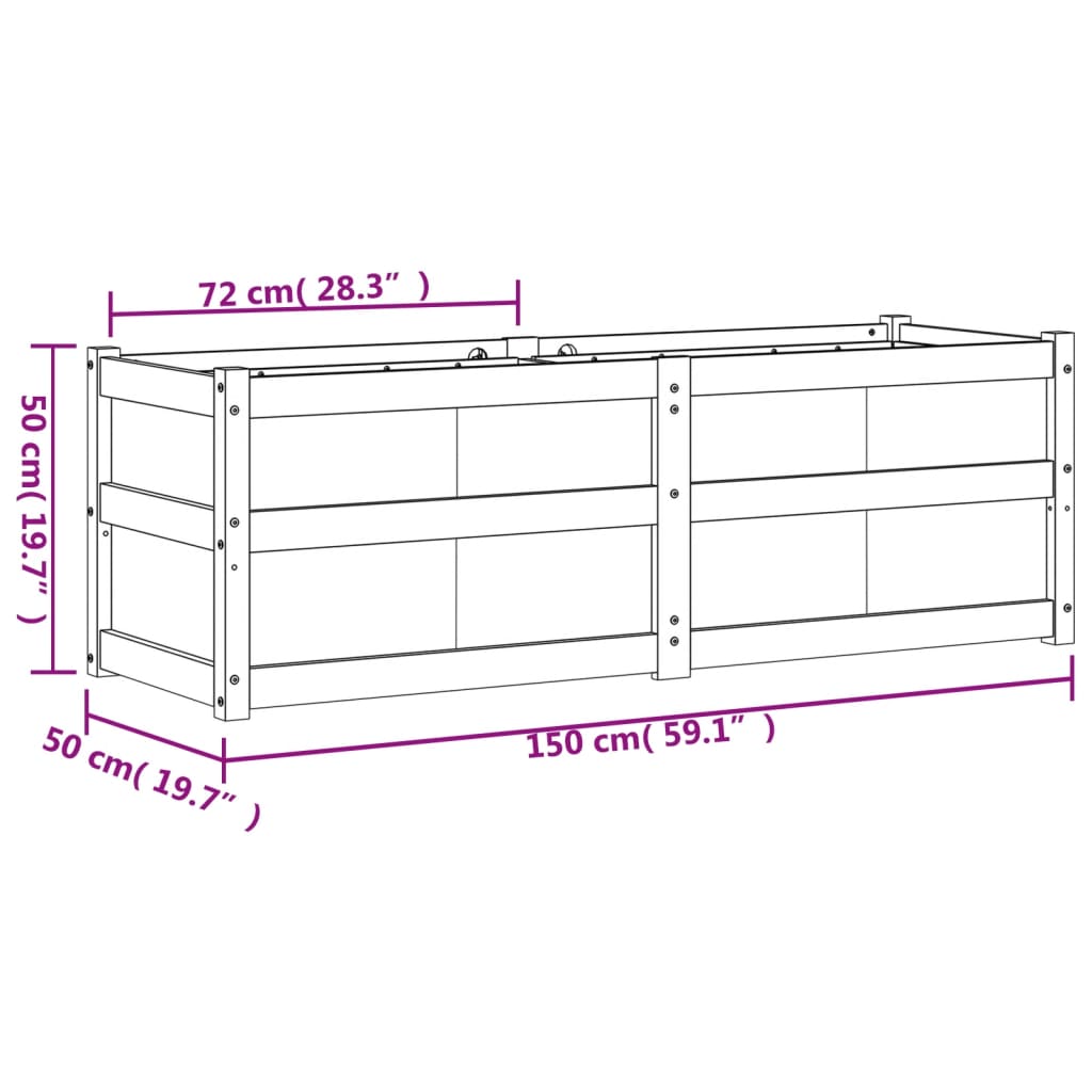 vidaXL Garden Planter 150x50x50 cm Solid Wood Douglas