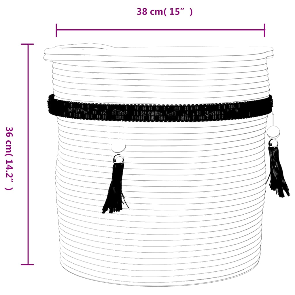 vidaXL Storage Basket White Ø38x36 cm Cotton