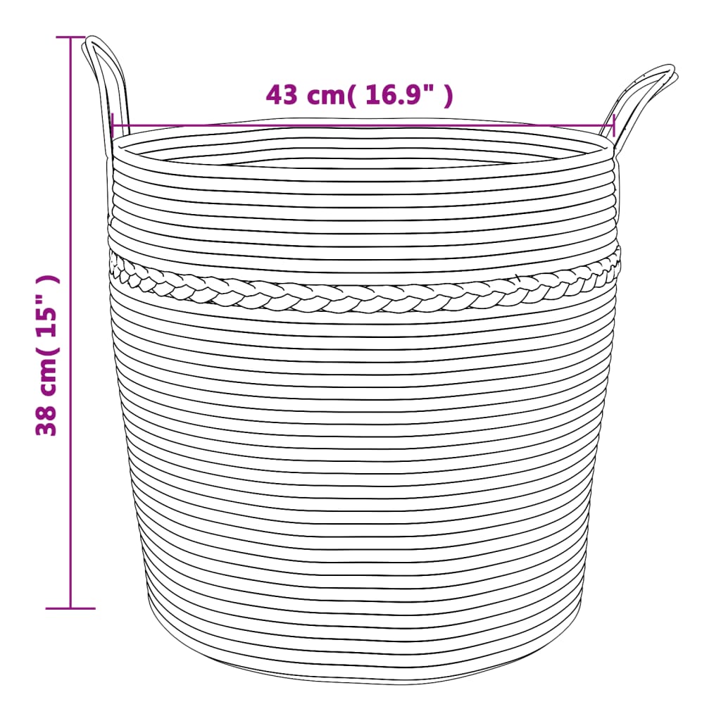 vidaXL Storage Basket Brown and White Ø43x38 cm Cotton