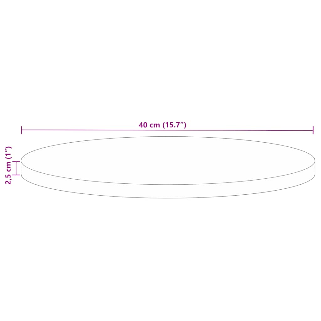 vidaXL Table Top Ø 40x2.5 cm Round Solid Wood Reclaimed
