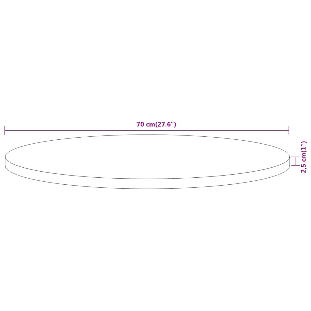 vidaXL Table Top Ø70x2,5 cm Round Solid Wood Acacia