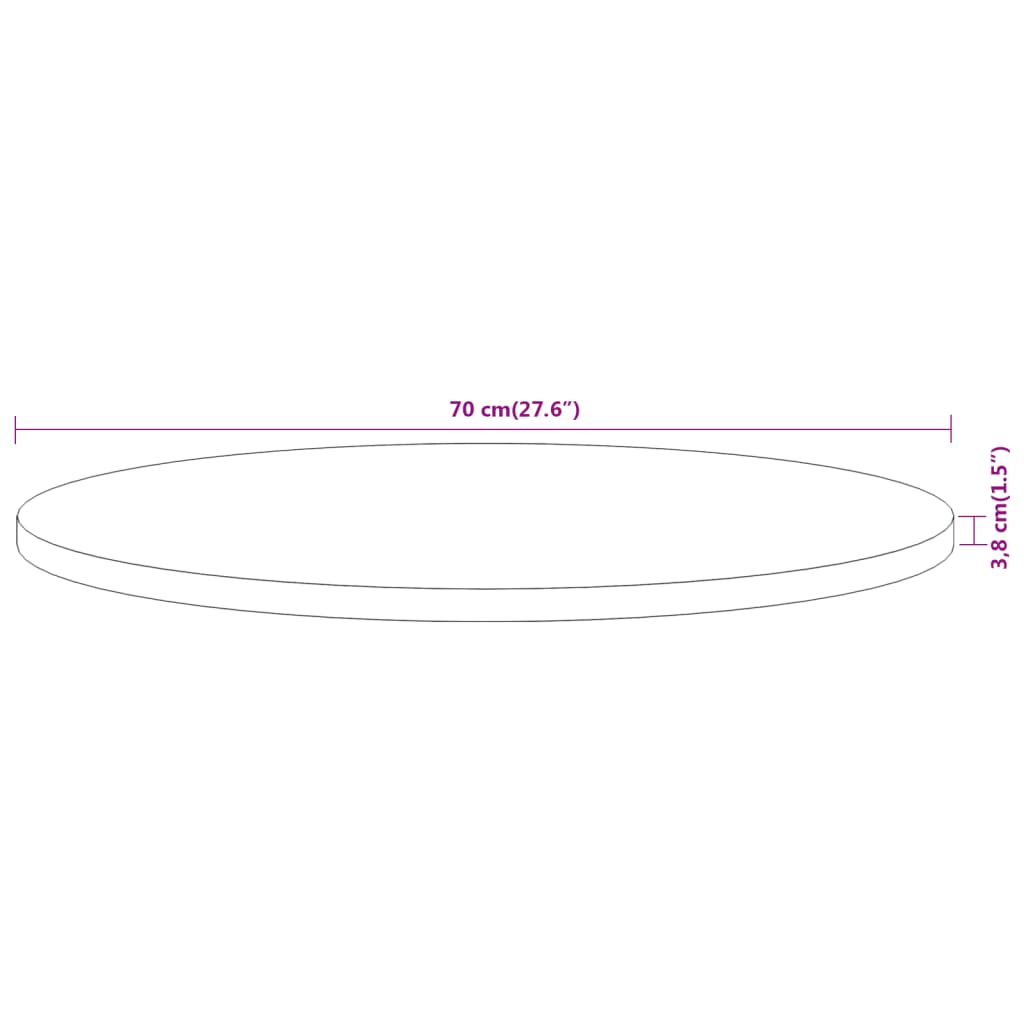 vidaXL Table Top Ø70x3,8 cm Round Solid Wood Acacia