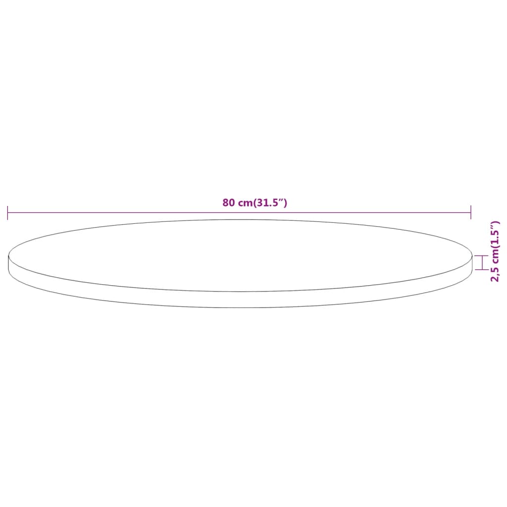 vidaXL Table Top Ø80x2.5 cm Round Solid Wood Acacia