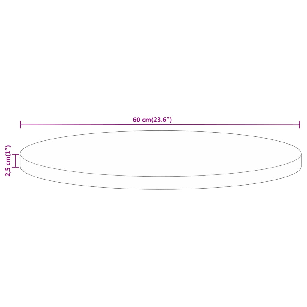 vidaXL Table Top Ø 60x2,5 cm Round Solid Wood Mango