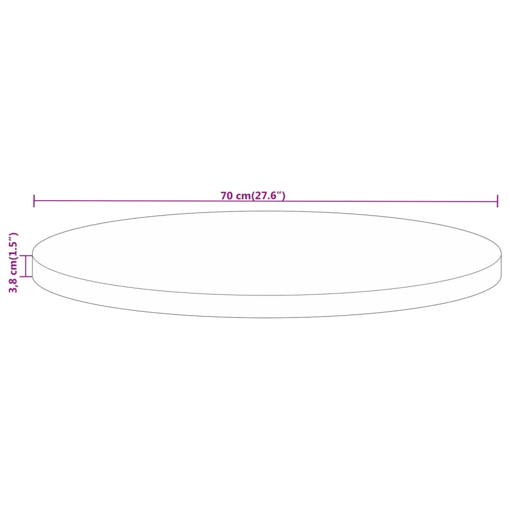 vidaXL Table Top Ø 70x3,8 cm Round Solid Wood Mango