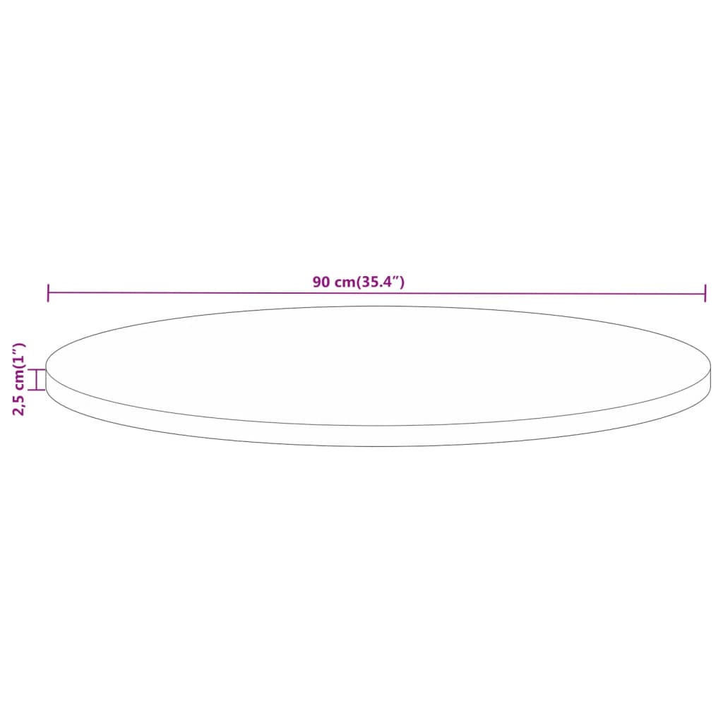 vidaXL Table Top Ø 90x2.5 cm Round Solid Wood Mango