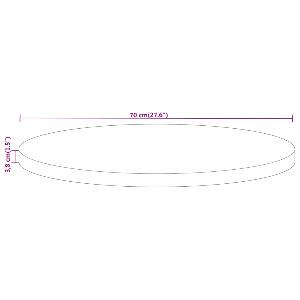 vidaXL Table Top Ø 70x3,8 cm Round Solid Wood Mango