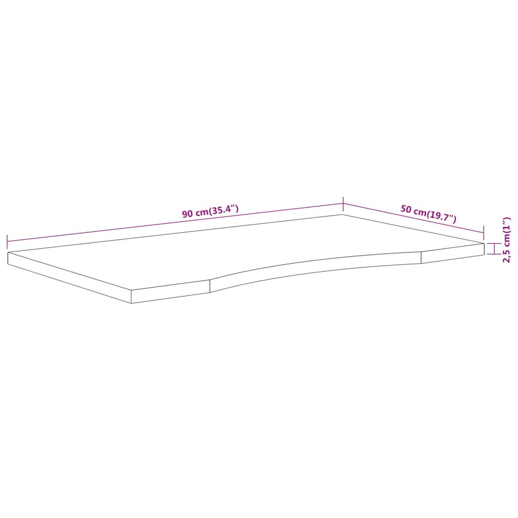 vidaXL Desk Top 90x50x2,5 cm Rectangular Solid Wood Acacia