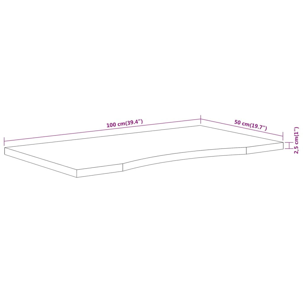 vidaXL Desk Top 100x50x2.5 cm Rectangular Solid Wood Acacia