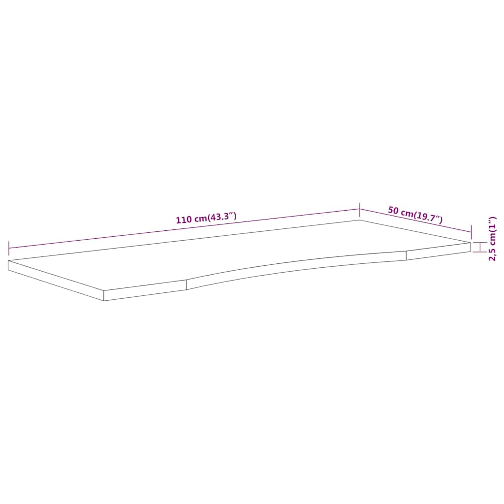 vidaXL Desk Top 110x50x2,5 cm Rectangular Solid Wood Acacia