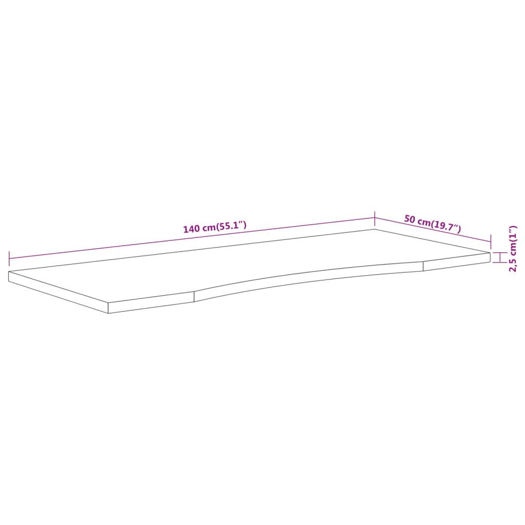 vidaXL Desk Top 140x50x2,5 cm Rectangular Solid Wood Acacia