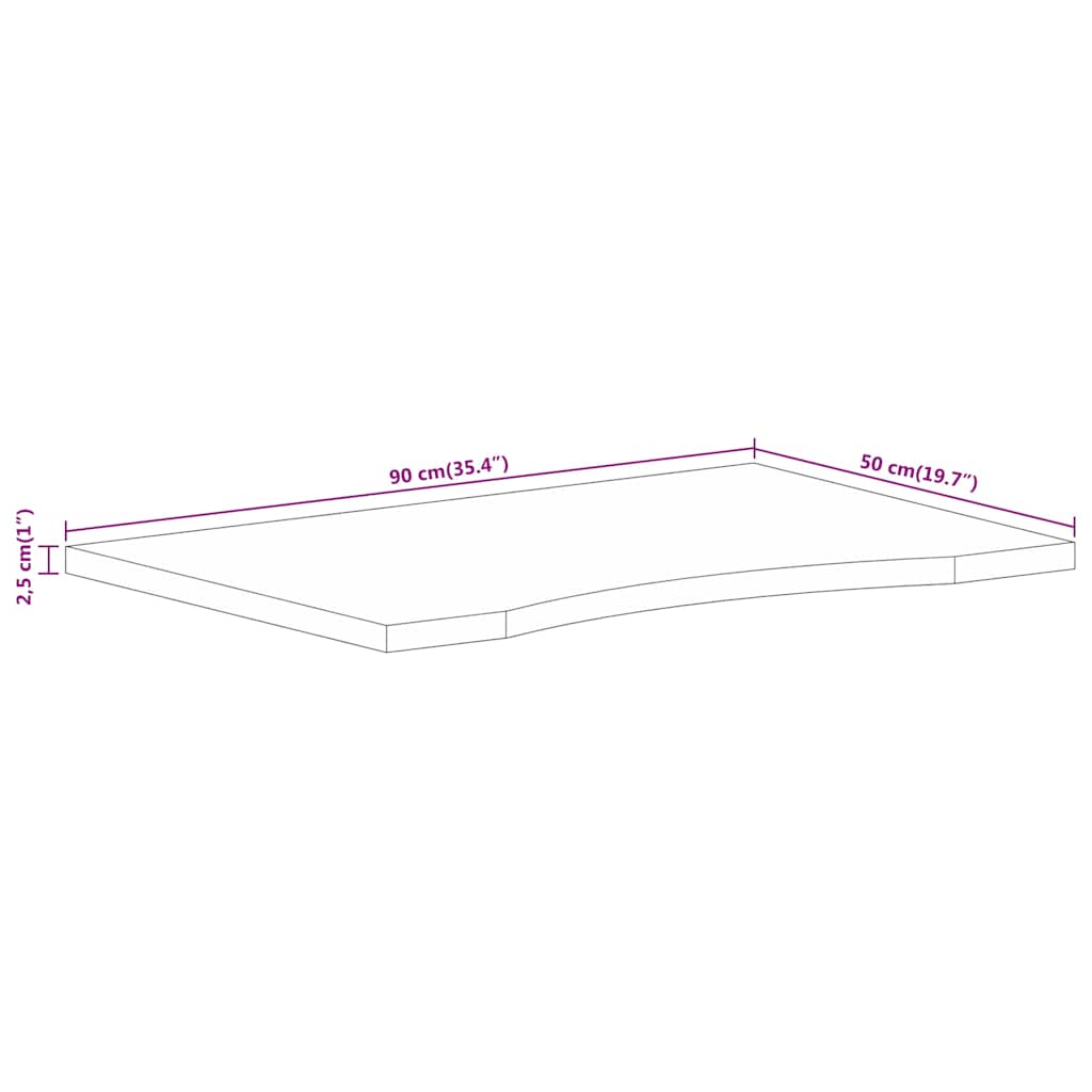 vidaXL Desk Top with Curve 90x50x2,5 cm Solid Wood Rough Mango