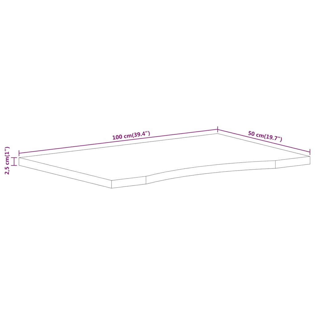vidaXL Desk Top with Curve 100x50x2,5 cm Solid Wood Rough Mango