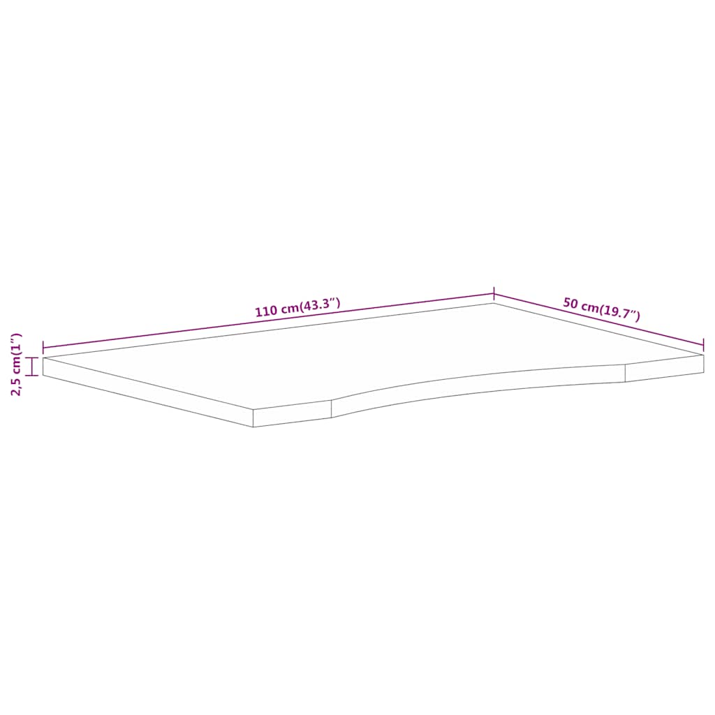 vidaXL Desk Top with Curve 110x50x2,5 cm Solid Wood Rough Mango